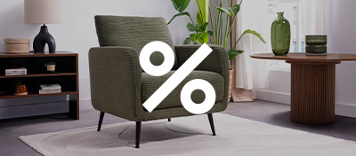 Onze fauteuils & poef in de aanbieding